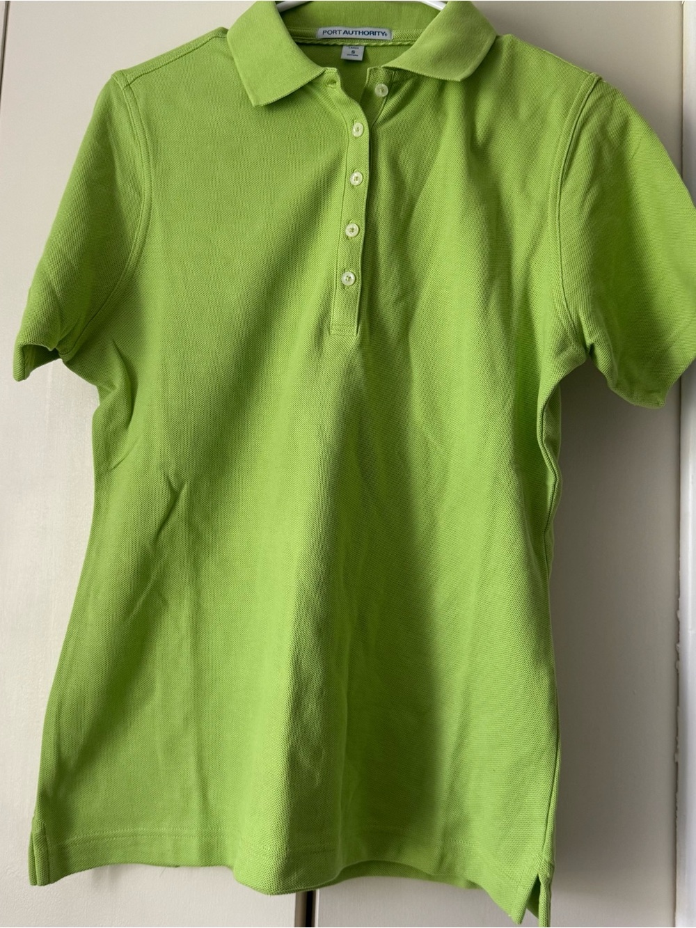Port authority Bright Lime Green Short-Sleeve Polo Top buttons